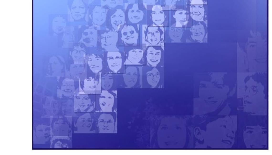 Grid of women's faces in purple